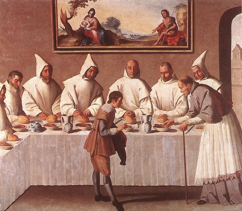 ZURBARAN  Francisco de St Hugo of Grenoble in the Carthusian Refectory oil painting image